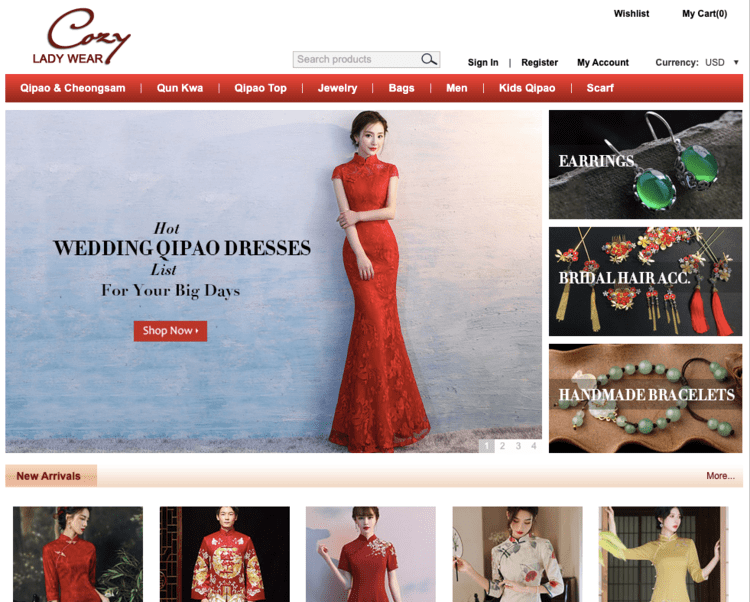 qipao online store Cozy Lady Wear homepage
